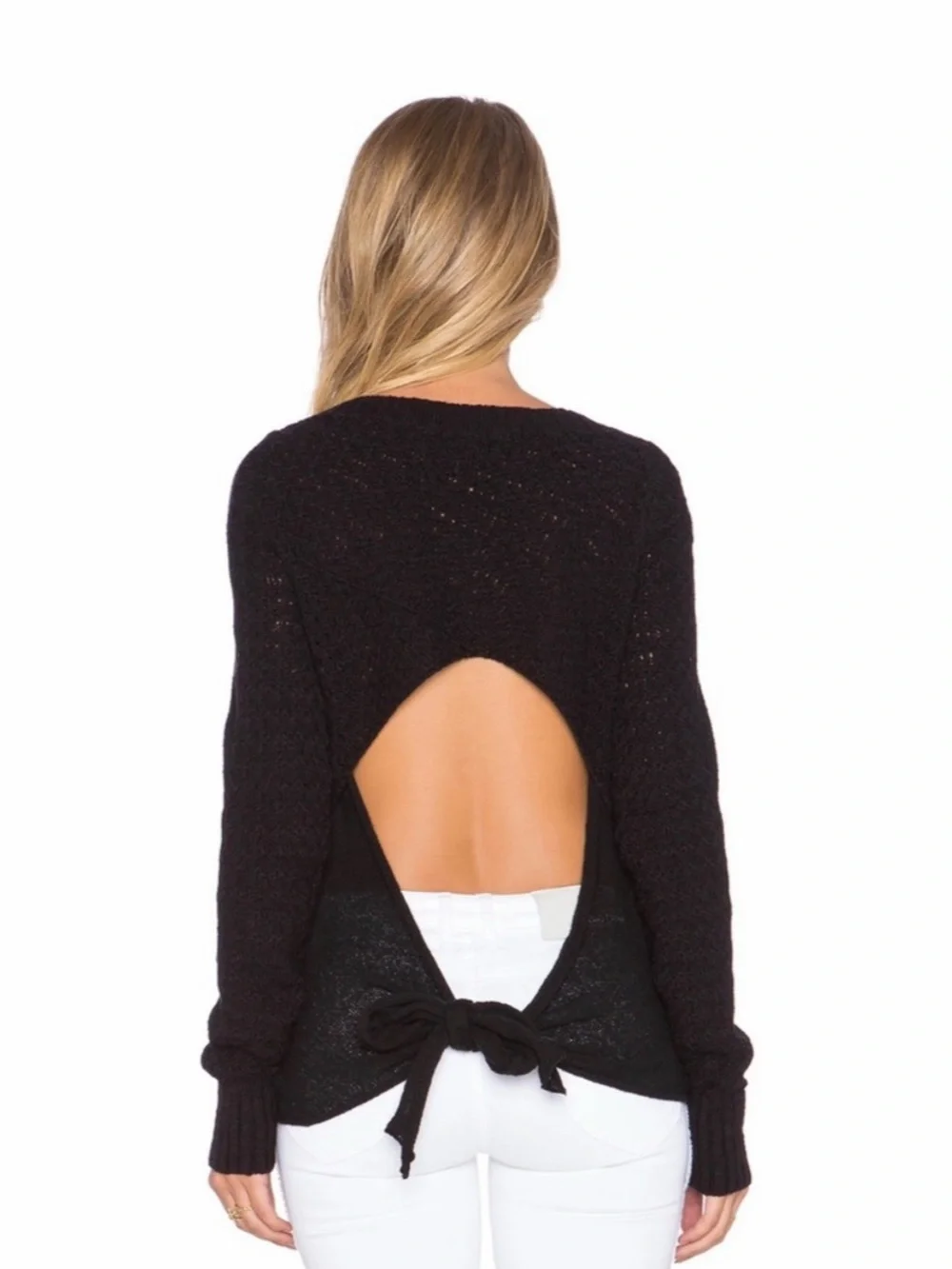Free People Knit Open Back Tie Sweater